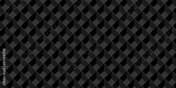 Fototapeta Minimal cubes geometric tile and mosaic wall grid backdrop hexagon technology wallpaper background. black and gray block cube structure backdrop grid triangle texture vintage design.
