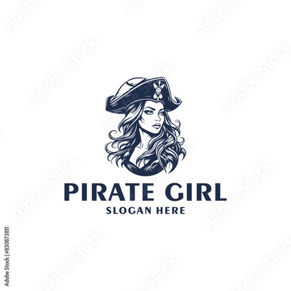 Obraz Pirate girl logo vector illustration