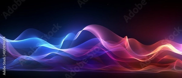 Obraz Sound wave patterns in graphic presentation, vibrant tech background,
