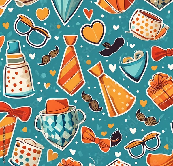 Fototapeta Fathers Day seamless pattern with birds