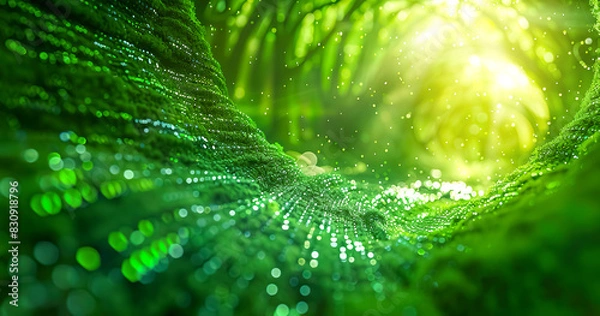 Fototapeta Futuristic technology transformation with green innovation of power sustainability.eco-friendly energy.environment management.biotechnology background