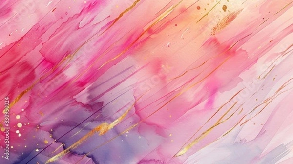 Obraz watercolor streaks with golden lines background