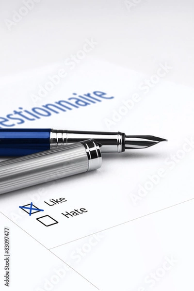 Fototapeta Quiestionnaire. Like or Hate. Like marked.