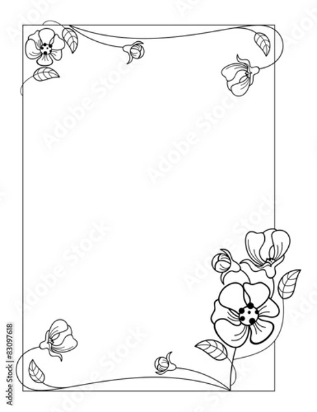 Obraz Silhouette frame with flowers