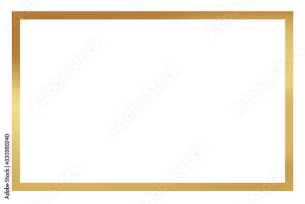 Fototapeta luxury Gold frame border transparent png or isolated on white. Textured golden border for poster, banner, greeting, card, book, print & publication design.