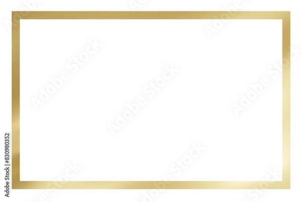 Fototapeta luxury Gold frame border transparent png or isolated on white. Textured golden border for poster, banner, greeting, card, book, print & publication design.