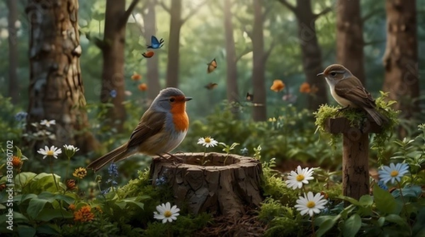 Fototapeta birds and nature  background and wallpaper