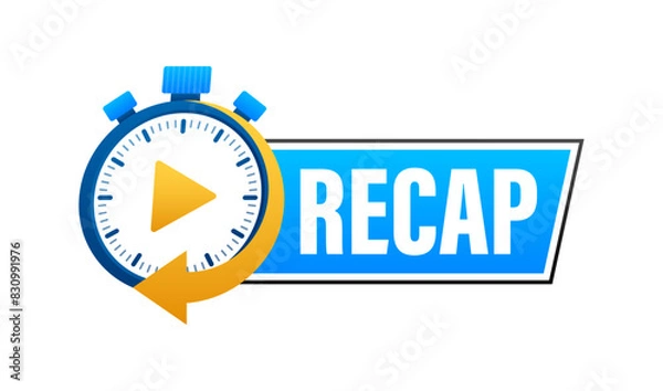 Fototapeta Recap, video play button replay. Watching on streaming. Vector stock illustration.
