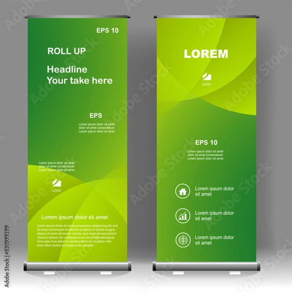 Obraz Business Roll up banner vertical template design, for brochure, business, flyer, infographics. modern x-banner and flag-banner advertising. vector illustration	