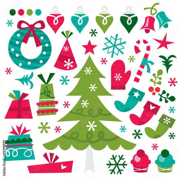 Obraz Whimsical Retro Christmas Design Elements