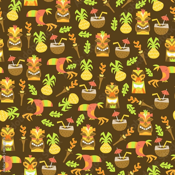 Obraz Tiki Luau Seamless Pattern Background