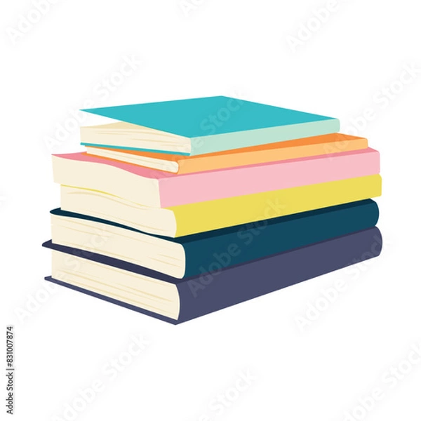 Fototapeta Books. illustration in simple, flat, cartoon style. Suitable for logos, posters, postcards, posters. Thoughtful style