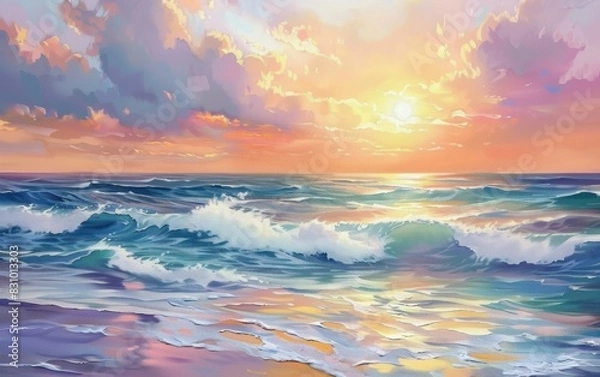 Obraz Vibrant Ocean Sunset Painting