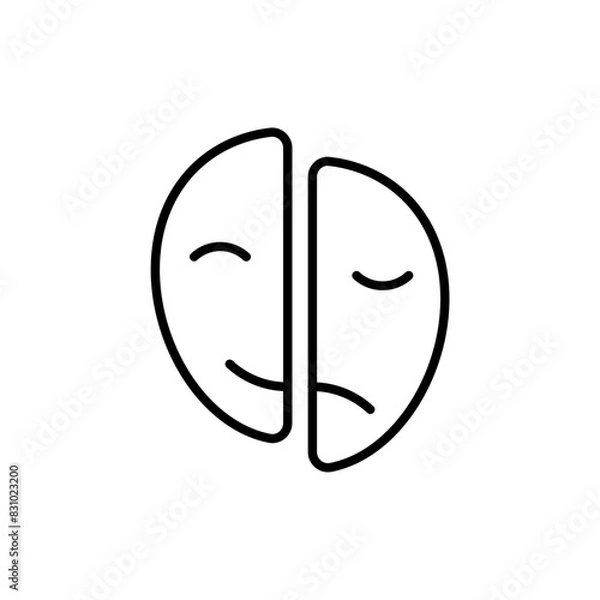 Obraz Bipolar disorder outline icons, minimalist vector illustration ,simple transparent graphic element .Isolated on white background