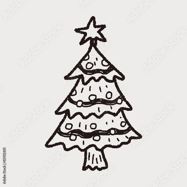 Obraz Christmas tree doodle