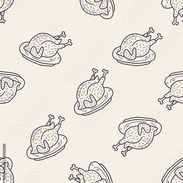 Fototapeta turkey doodle seamless pattern background