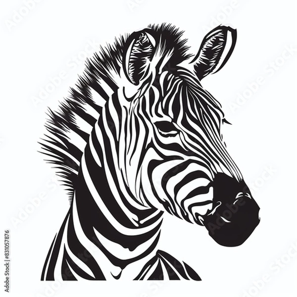 Fototapeta Zebra in Graphic style on white background