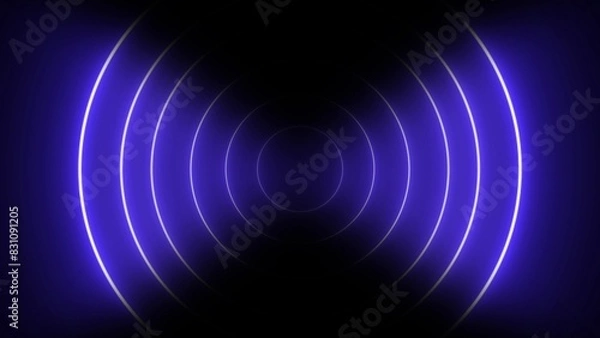 Fototapeta Electric frequency illustration. Transparent neon circle symbol for wireless monitoring . Glowing line radio wave.