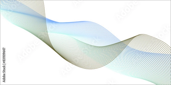Fototapeta abstract blue wave background. Blue wave. Blue abstract wave flow, vector abstract design element. frame of abstract vector blue wave melody lines on white background. Abstract blend blue wave line sc