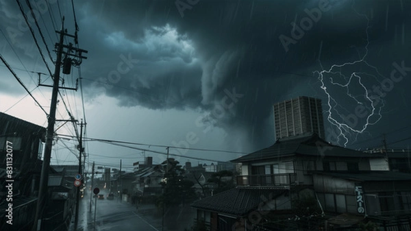 Fototapeta 台風の上陸 