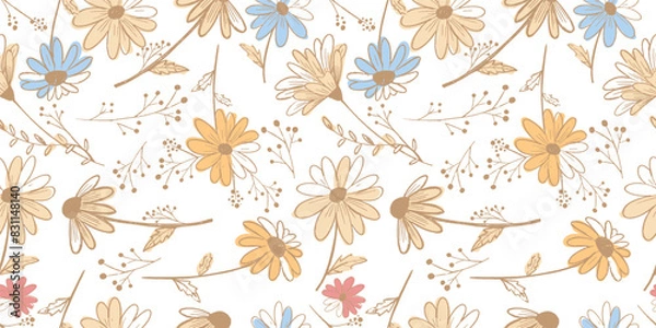 Fototapeta Lovely and Beautiful Spring Flowers Pattern for Fabric, Wallpaper, and More