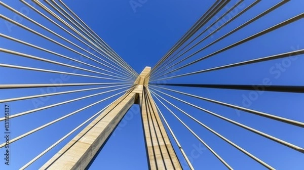 Obraz A multi-span cable-stayed bridge against a blue sky