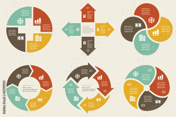 Fototapeta Vector infographic. Template for cycle diagram, graph, presentat