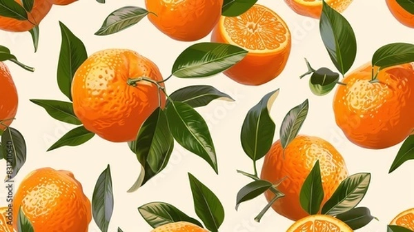 Fototapeta Bright oranges seamless pattern vector.