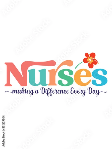 Obraz Nurse Typography T-shirt Design with editable vector