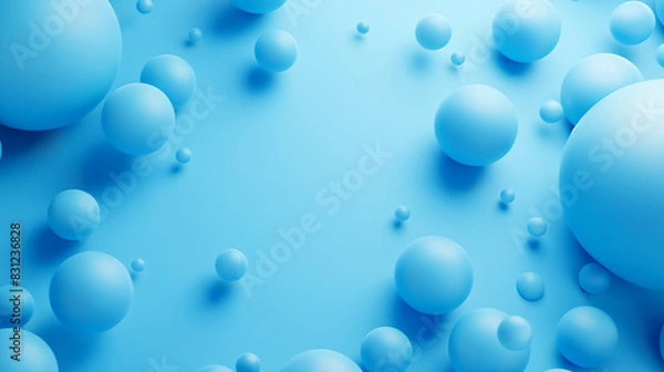Fototapeta abstract background 3d wallpaper with soft blue balls, relaxing creative desktop wallpaper, business presentation backdrop