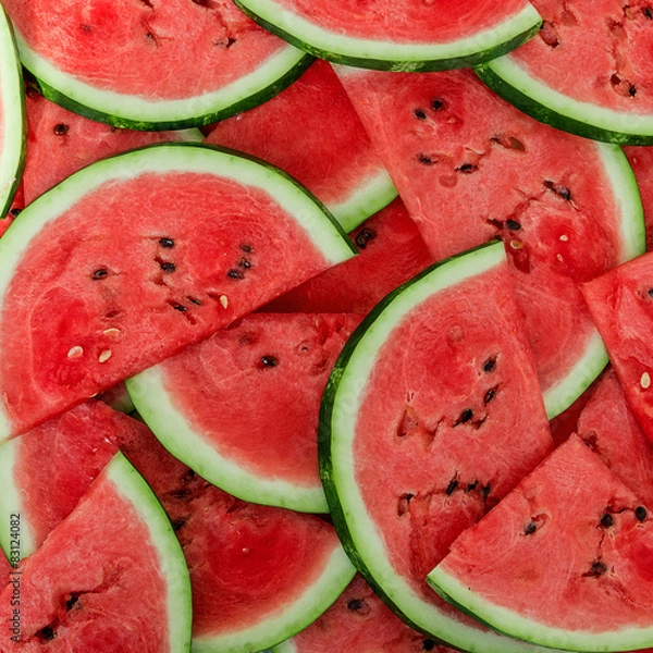 Fototapeta Background of fresh ripe watermelon slices