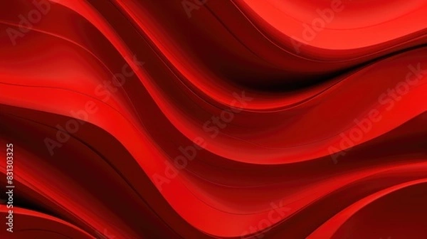 Obraz Red silky fabric texture background. Flowing satin material with wavy pattern.