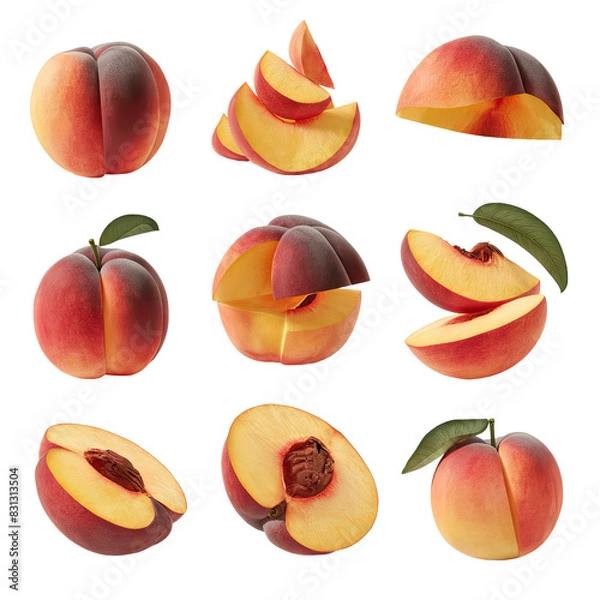 Obraz Isolated PNG Peach Fruit, GENERATIVE AI