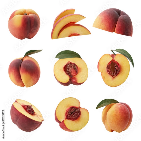 Obraz Isolated PNG Peach Fruit, GENERATIVE AI