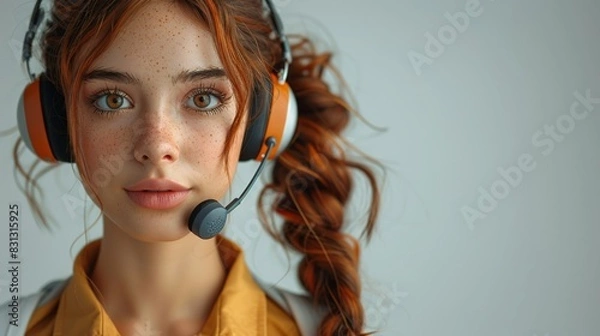 Fototapeta Call center, consulting and laughing with woman in office for contact us, communication and customer service. Salesman, help desk and technical support with person in crm agency for telemarketing