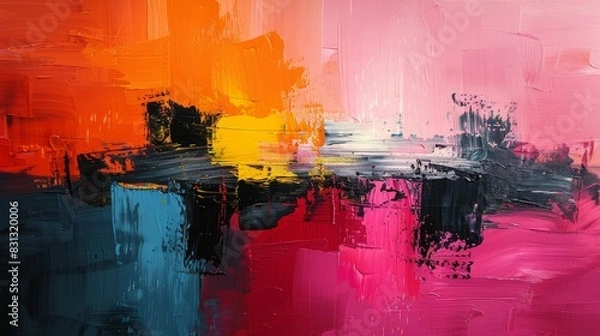 Fototapeta Vivid abstract artwork with bold brushstrokes