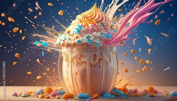 Obraz Delicious milkshake explosion