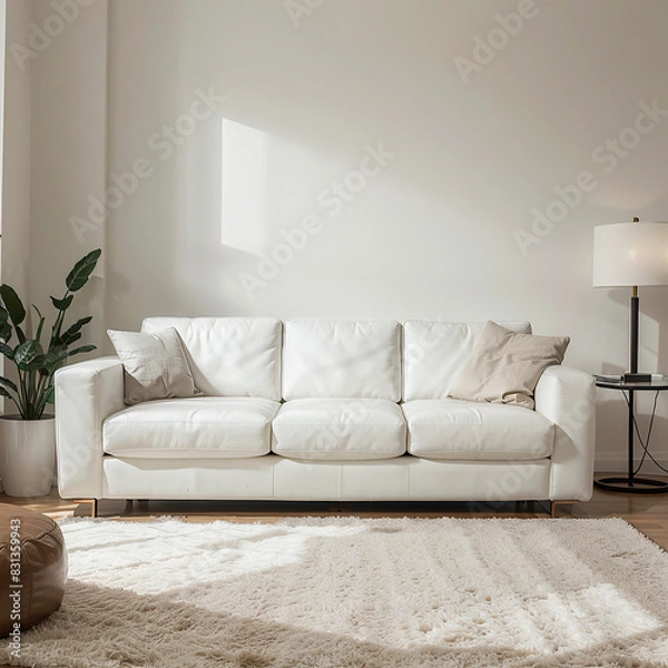 Obraz modern living room interior design with white sofa