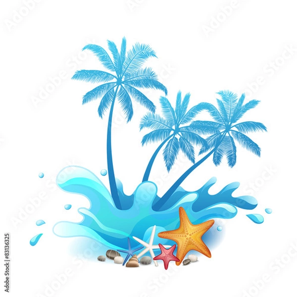 Obraz Palm trees with splash isolated on white