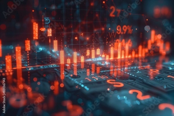 Fototapeta Close up of a calculator displaying multiple numbers
