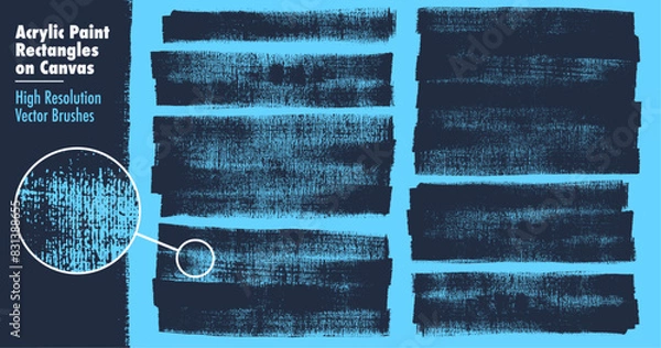 Obraz Brush Stroke Textures with Canvas Texture. Created from scans of Acrylic Paint on Canvas. High Quality, Detailed Vector brushes
