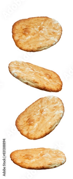Fototapeta round Georgian pita breads on a white background. round flatbreads on a light surface	