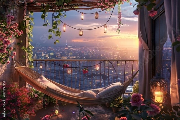 Obraz hammock on the beach at sunset