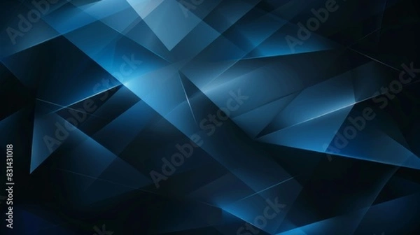 Fototapeta Abstract-themed background with shapes resembling randomly arranged broken glass. Transparent blue glass with polygonal triangular cutout shapes.