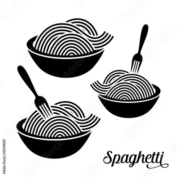 Obraz Spaghetti or noodle icons