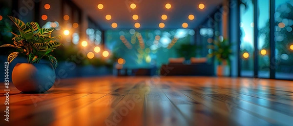 Fototapeta panoramic view of an office ambiance with a blurred background creating a dreamy abstract atmosphere Panorama Stitching and Weather Sealing capture the expansive and soft nature of the scene