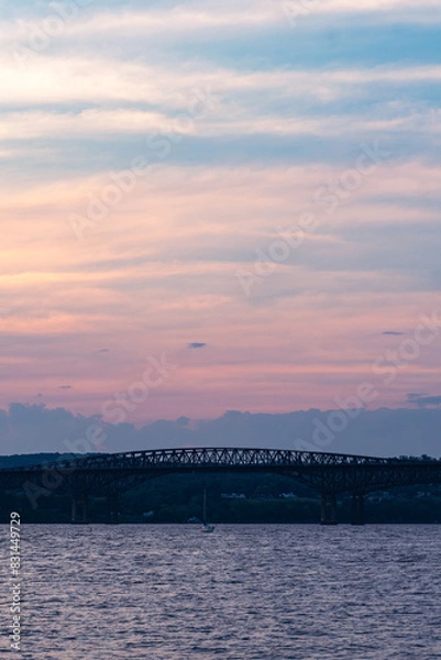 Fototapeta sunset over the river