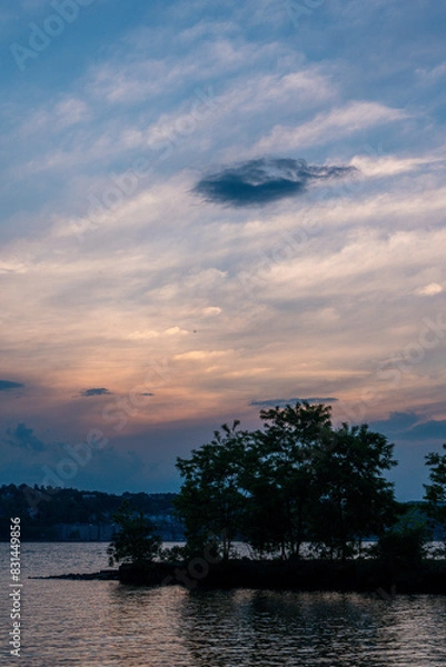 Fototapeta sunset over the river