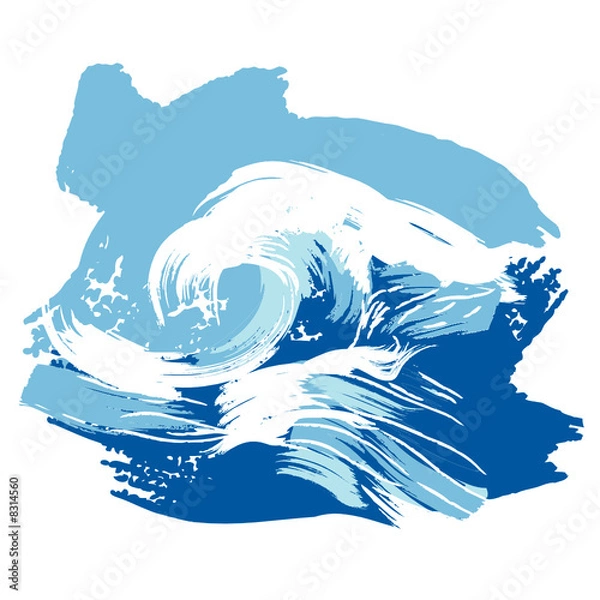 Obraz Stylized brushed ocean waves splash