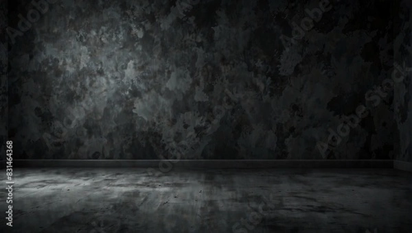 Fototapeta Background Smoke. Dark Abstract Texture with Concrete Floor for Halloween Room. 2d style